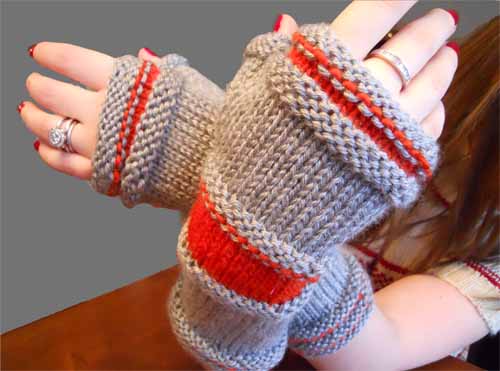 Grey Heather & Coral Hand Warmers Grey Heather & Coral Hand Warmers