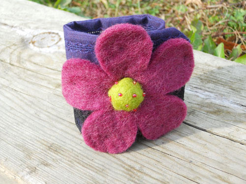 Maroon Felt Flower Cuff Bracelet Maroon Felt Flower Cuff Bracelet